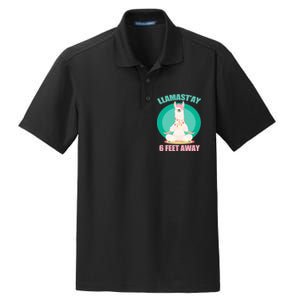 Llamast'ay 6 Feet Away Funny Social Distancing Dry Zone Grid Polo