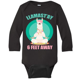 Llamast'ay 6 Feet Away Funny Social Distancing Baby Long Sleeve Bodysuit