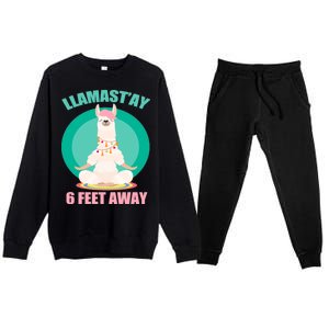 Llamast'ay 6 Feet Away Funny Social Distancing Premium Crewneck Sweatsuit Set