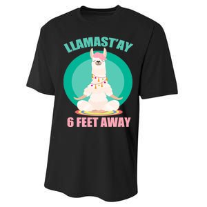 Llamast'ay 6 Feet Away Funny Social Distancing Performance Sprint T-Shirt