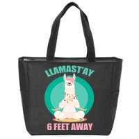 Llamast'ay 6 Feet Away Funny Social Distancing Zip Tote Bag