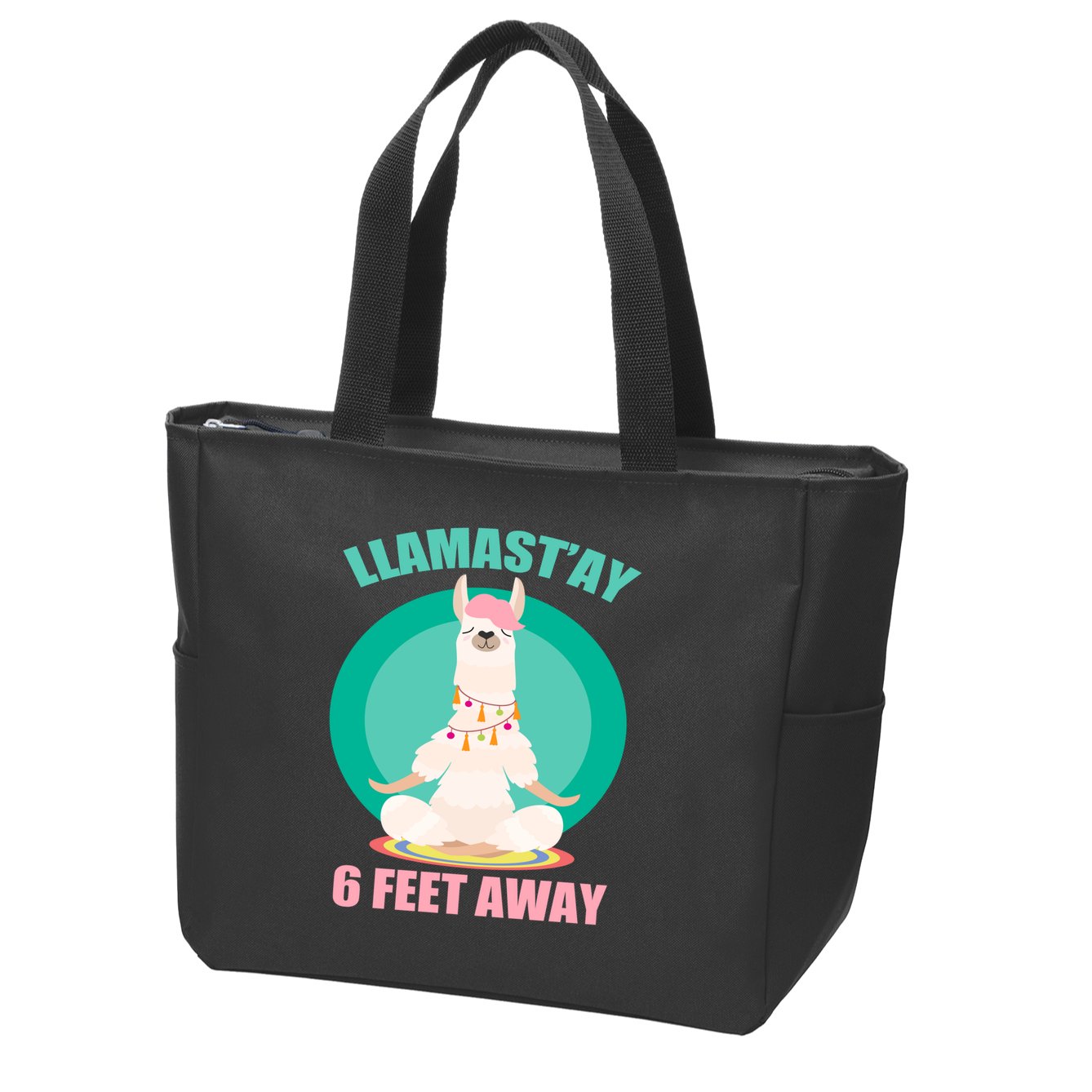 Llamast'ay 6 Feet Away Funny Social Distancing Zip Tote Bag