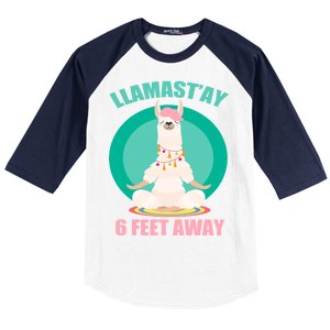 Llamast'ay 6 Feet Away Funny Social Distancing Baseball Sleeve Shirt