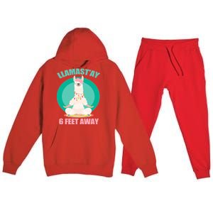 Llamast'ay 6 Feet Away Funny Social Distancing Premium Hooded Sweatsuit Set