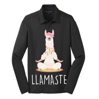 Llamaste Funny Lama Silk Touch Performance Long Sleeve Polo