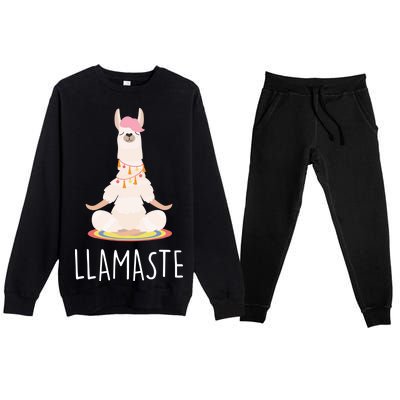 Llamaste Funny Lama Premium Crewneck Sweatsuit Set