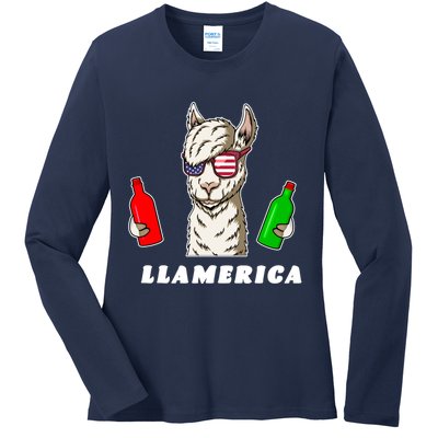 Llamerica Funny USA Ladies Long Sleeve Shirt