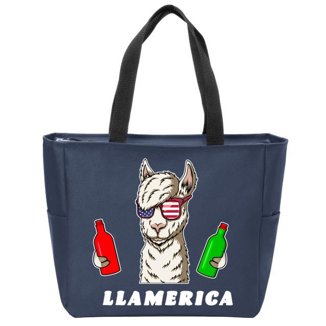 Llamerica Funny USA Zip Tote Bag