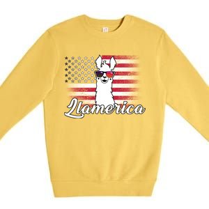 Llamerica Merica Flag Premium Crewneck Sweatshirt