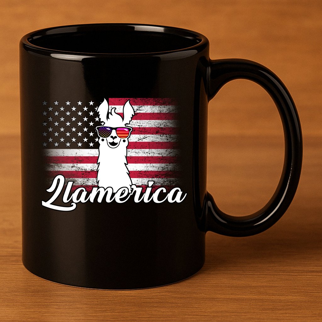 Llamerica Merica Flag 11oz C Handle Ceramic Mug