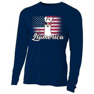 Llamerica Merica Flag Cooling Performance Long Sleeve Crew