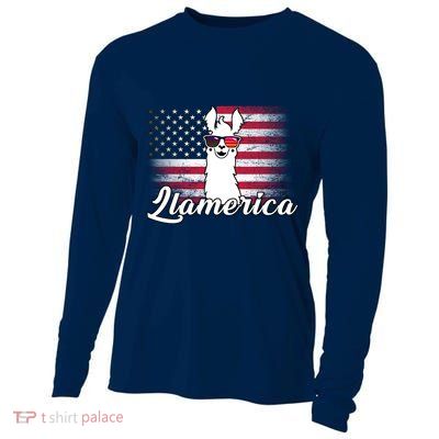 Llamerica Merica Flag Cooling Performance Long Sleeve Crew