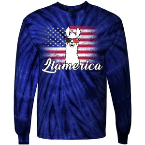 Llamerica Merica Flag Tie-Dye Long Sleeve Shirt