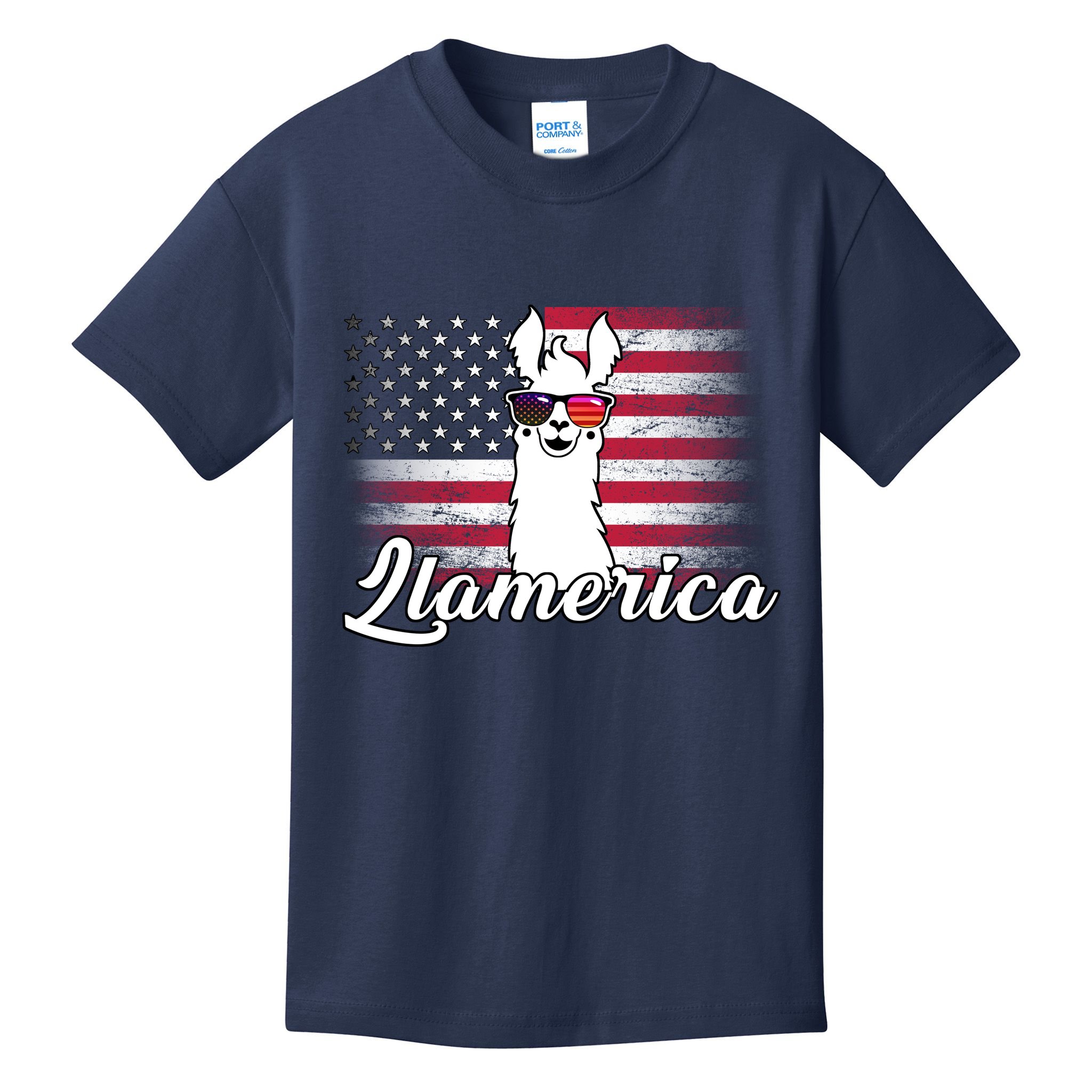 Llamerica Merica Flag Kids T-Shirt