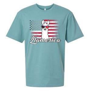 Llamerica Merica Flag Sueded Cloud Jersey T-Shirt