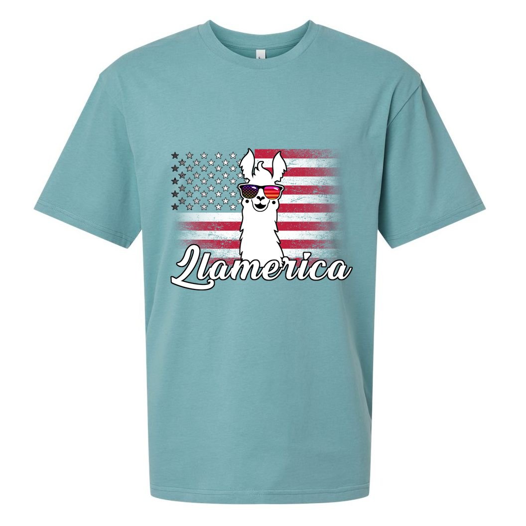Llamerica Merica Flag Sueded Cloud Jersey T-Shirt