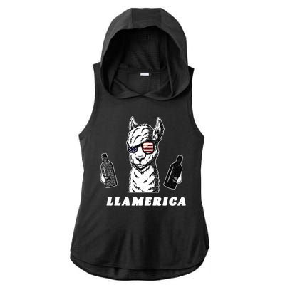 Llamerica Vintage Ladies PosiCharge Tri-Blend Wicking Draft Hoodie Tank