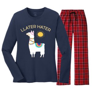 Llater Hater Llama Women's Long Sleeve Flannel Pajama Set 