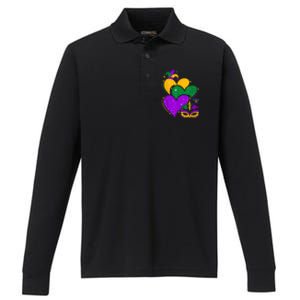 Laissez Les Bon Temps Rouler Happy Mardi Gras Fat Tuesday Performance Long Sleeve Polo