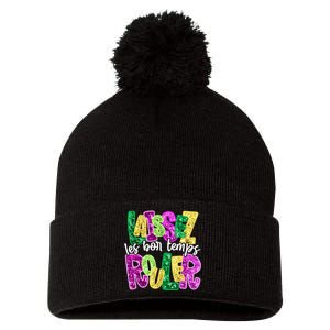 Laissez Les Bon Temps Rouler Happy Mardi Gras Fat Tuesday Pom Pom 12in Knit Beanie