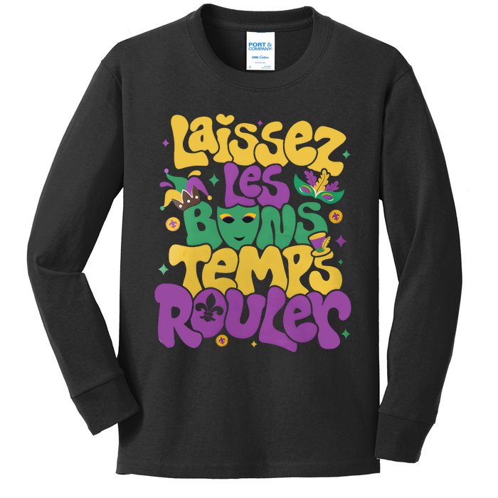 Laissez Les Bons Temps Rouler Mardi Gras Kids Long Sleeve Shirt