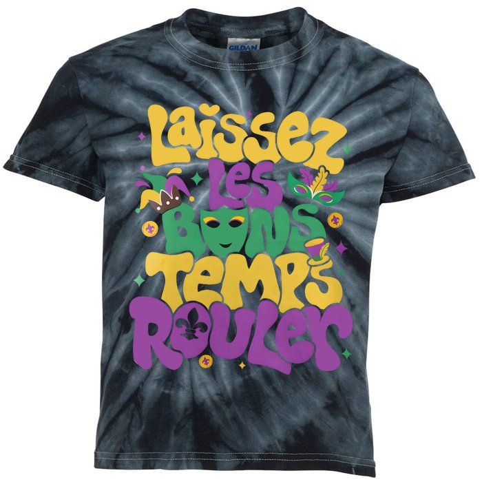 Laissez Les Bons Temps Rouler Mardi Gras Kids Tie-Dye T-Shirt