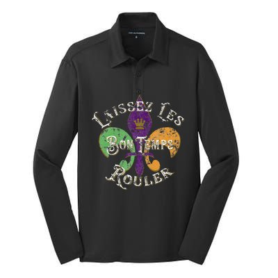 Laissez Les Bon Temps Rouler Mardi Gras 2024 Fleur De Lis Silk Touch Performance Long Sleeve Polo