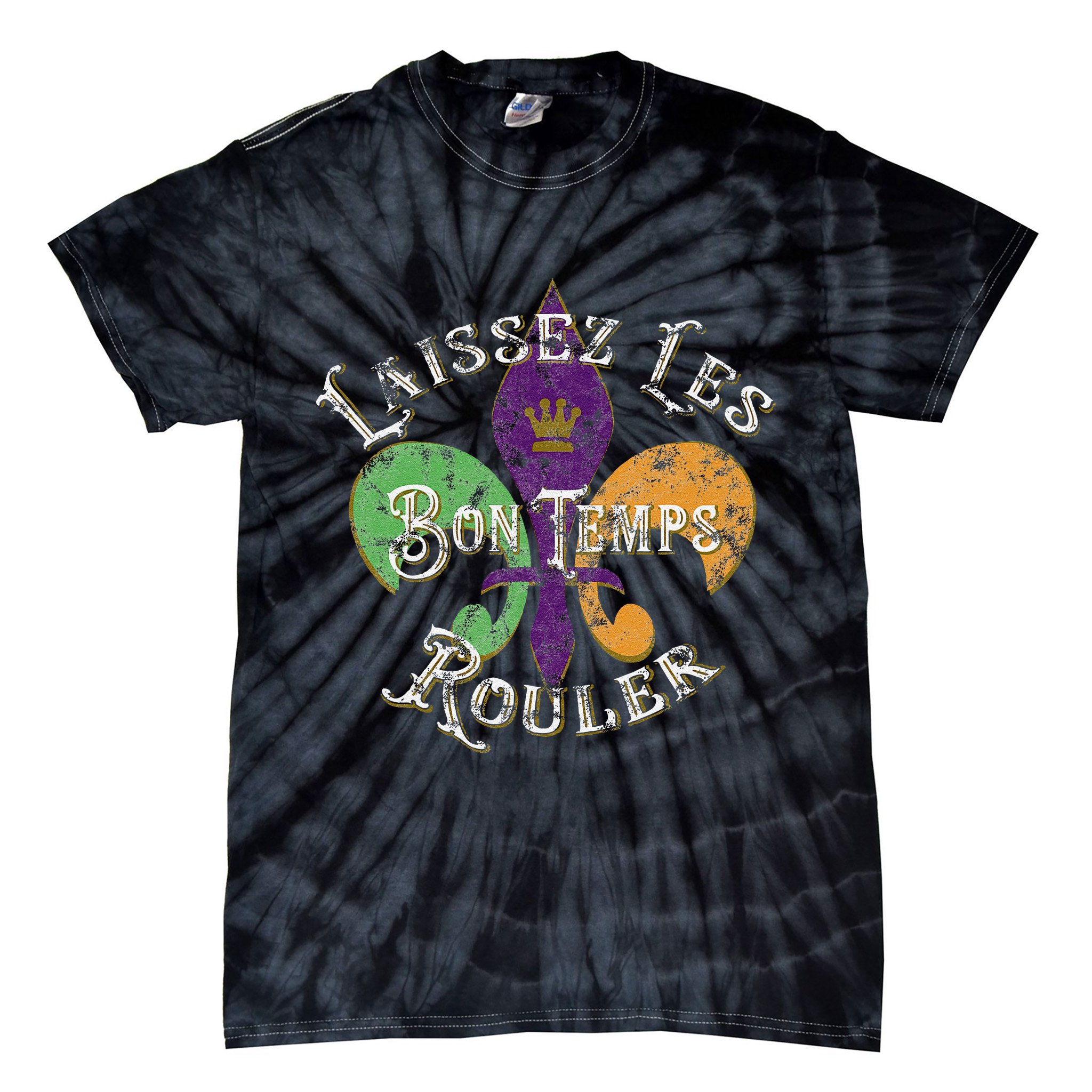 Laissez Les Bon Temps Rouler Mardi Gras 2024 Fleur De Lis Tie-Dye T-Shirt