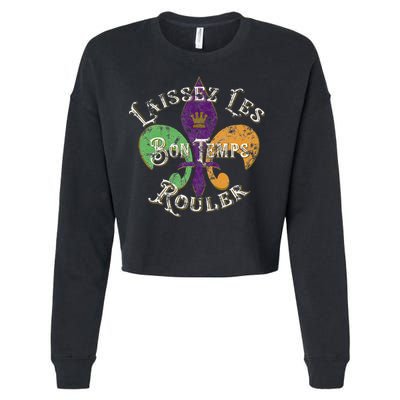 Laissez Les Bon Temps Rouler Mardi Gras 2024 Fleur De Lis Cropped Pullover Crew
