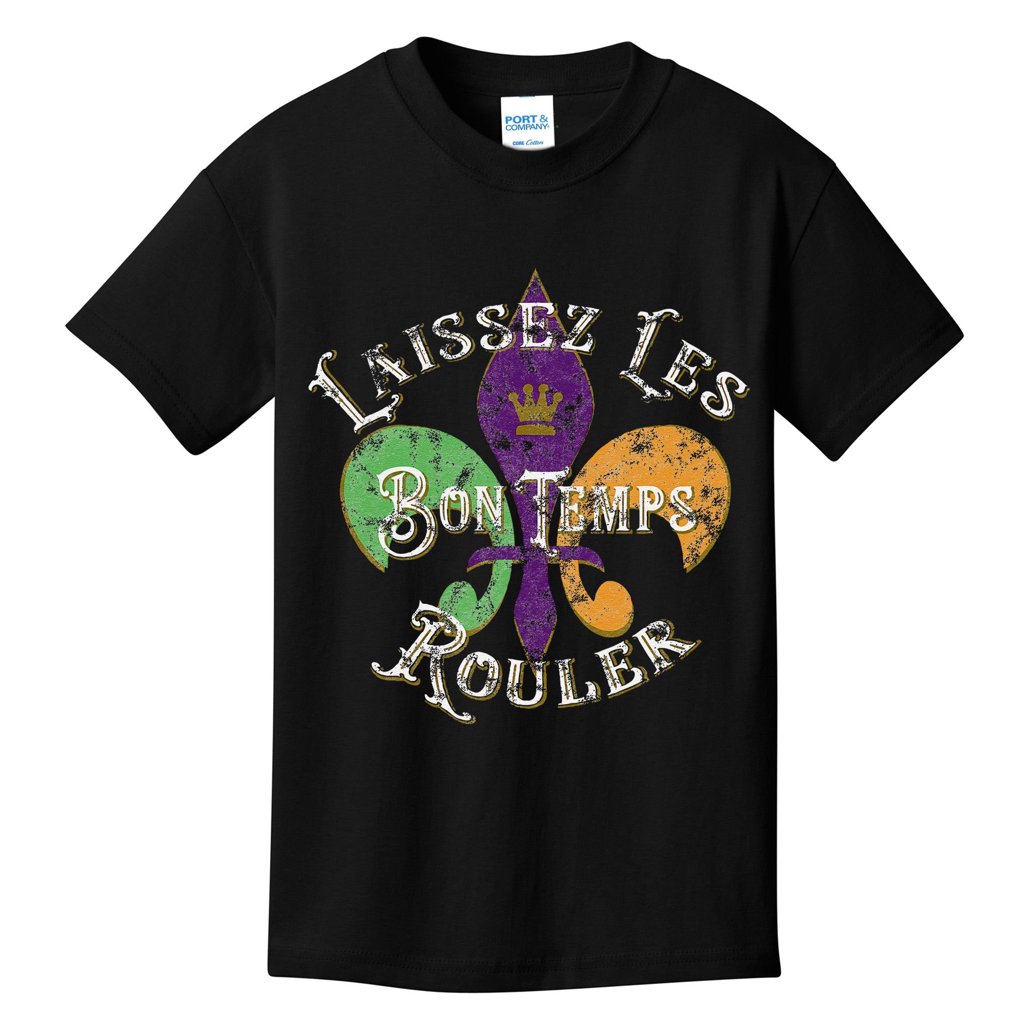Laissez Les Bon Temps Rouler Mardi Gras 2024 Fleur De Lis Kids T-Shirt