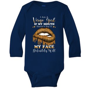 Leopard Lips Biting I Am A Virgo Girl Birthday Costumes Baby Long Sleeve Bodysuit