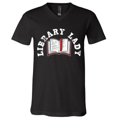 Library Librarian Bookworm Reading Books V-Neck T-Shirt