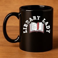 Library Librarian Bookworm Reading Books 11oz C Handle Ceramic Mug
