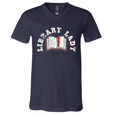 Library Librarian Bookworm Reading Books V-Neck T-Shirt