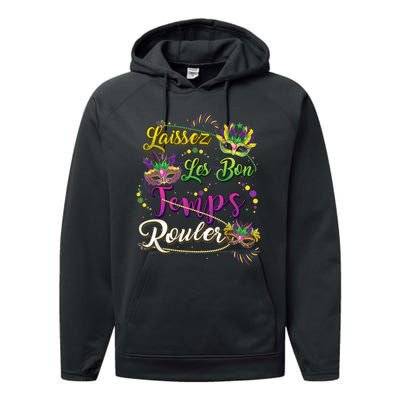 Laissez Les Bon Temps Rouler Mardi Gras Beads Tee   Performance Fleece Hoodie