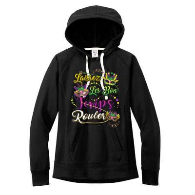 Laissez Les Bon Temps Rouler Mardi Gras Beads Tee   Women's Fleece Hoodie