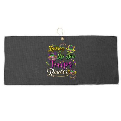 Laissez Les Bon Temps Rouler Mardi Gras Beads Tee   Large Microfiber Waffle Golf Towel