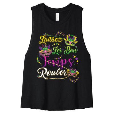 Laissez Les Bon Temps Rouler Mardi Gras Beads Tee   Women's Racerback Cropped Tank