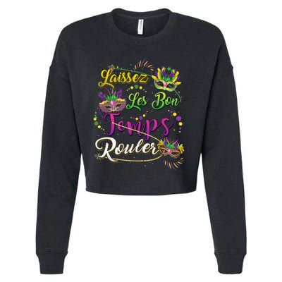 Laissez Les Bon Temps Rouler Mardi Gras Beads Tee   Cropped Pullover Crew