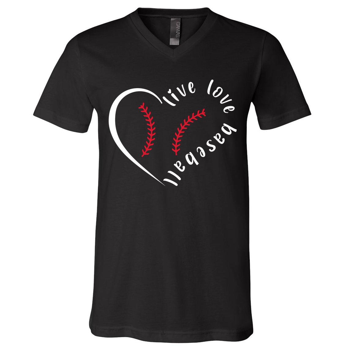 Live Love Baseball Funny Gift Baseball Lover V-Neck T-Shirt