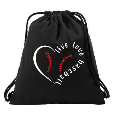 Live Love Baseball Funny Gift Baseball Lover Drawstring Bag