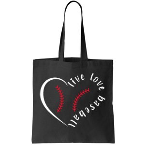 Live Love Baseball Funny Gift Baseball Lover Tote Bag