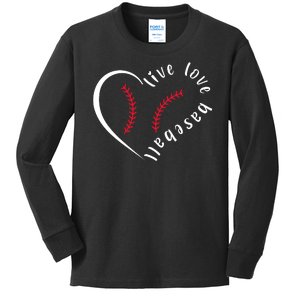 Live Love Baseball Funny Gift Baseball Lover Kids Long Sleeve Shirt