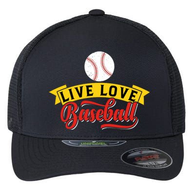 Live Love Baseball Funny Gift Baseball Lover Retro Flexfit Unipanel Trucker Cap