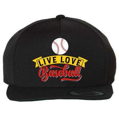 Live Love Baseball Funny Gift Baseball Lover Retro Wool Snapback Cap