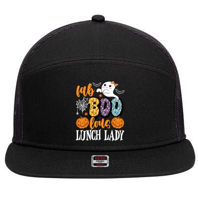 Lunch Lady Boo Halloween Festive Cute 7 Panel Mesh Trucker Snapback Hat