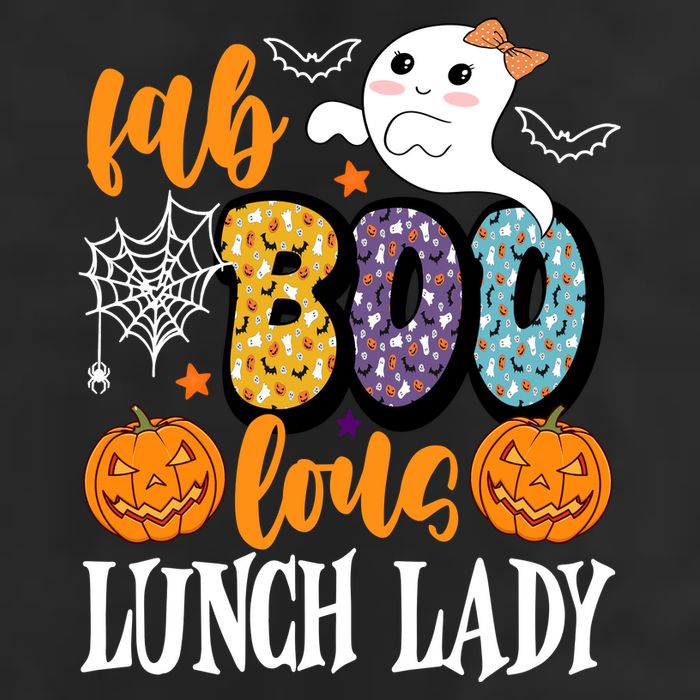 Lunch Lady Boo Halloween Festive Cute 7 Panel Mesh Trucker Snapback Hat