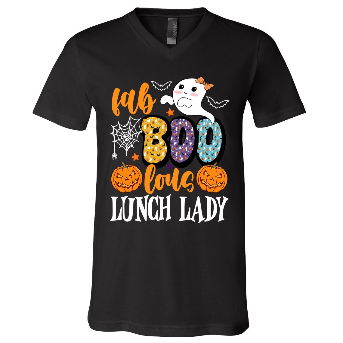 Lunch Lady Boo Halloween Festive Cute V-Neck T-Shirt