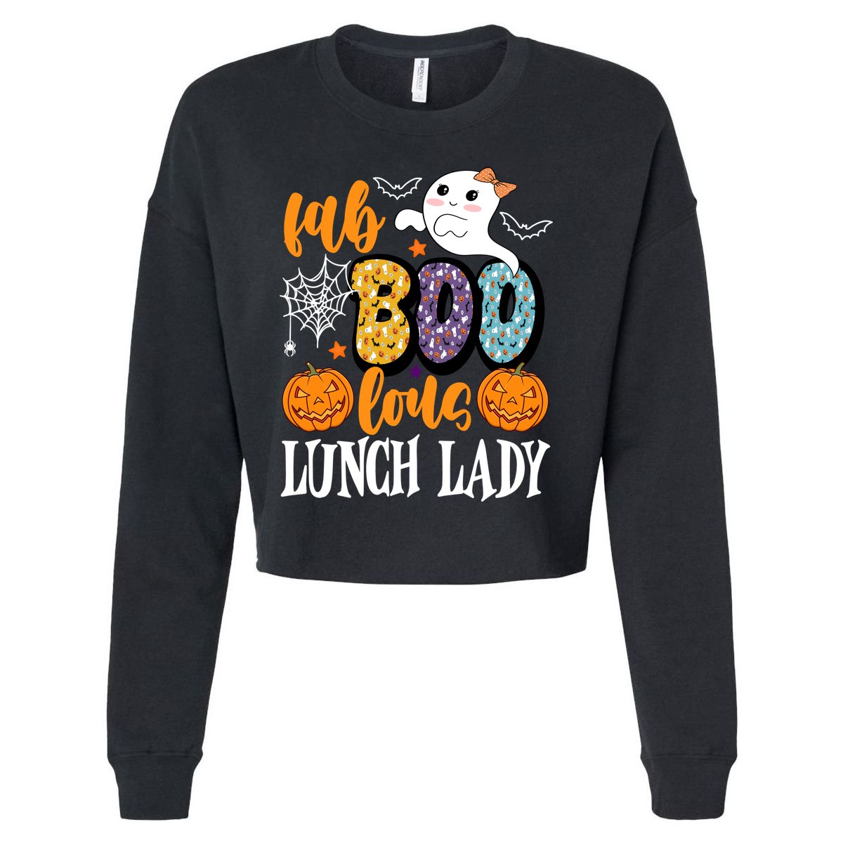 Lunch Lady Boo Halloween Festive Cute Cropped Pullover Crew