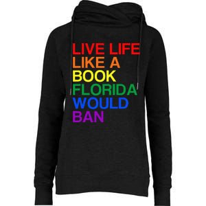 Live Like Book In Florida. Lgbtq Rainbow Gift Lgbtqia Pride Womens Funnel Neck Pullover Hood